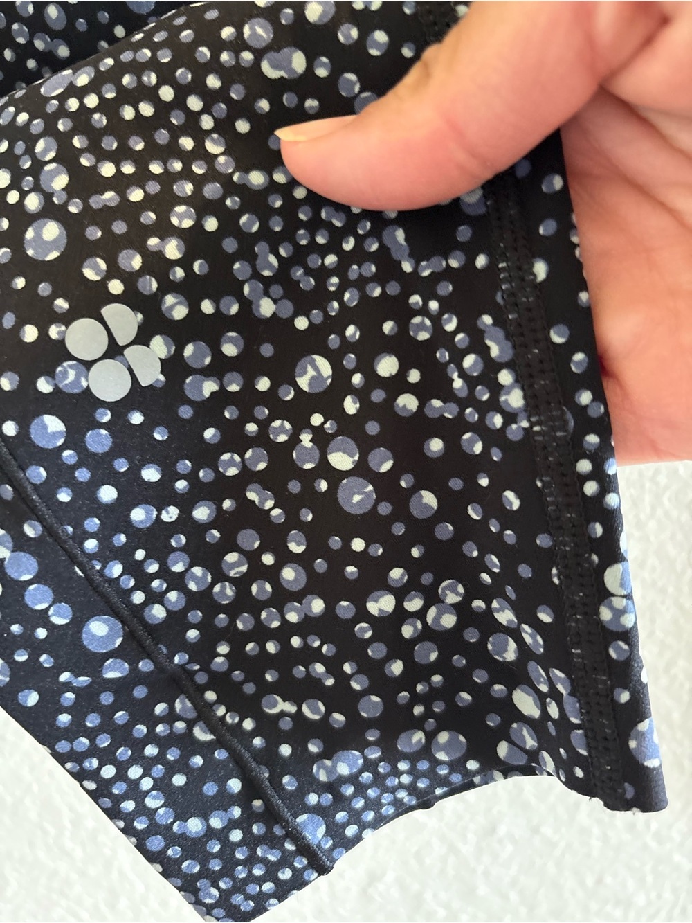 Sweaty Betty Black Leggings with Light Blue Dot Print - Picture 5 of 7